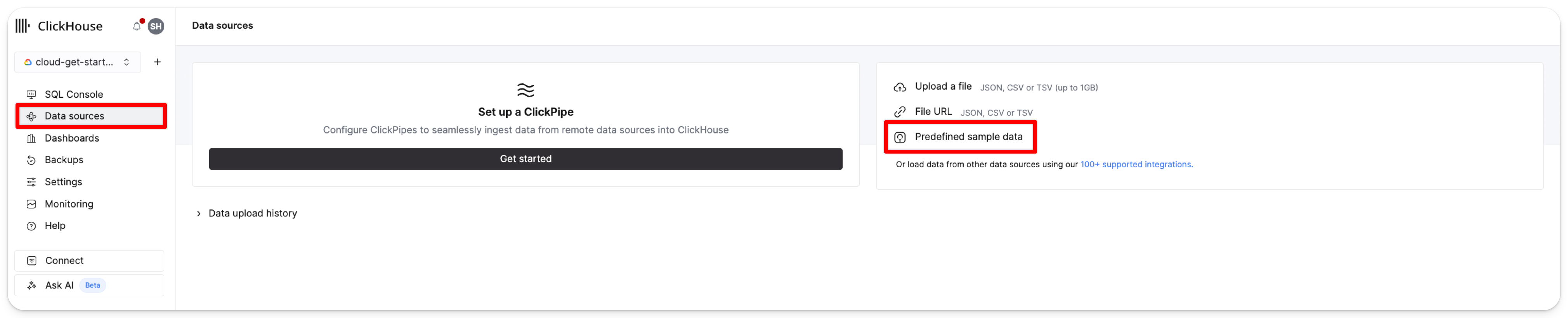Добавить пример набора данных